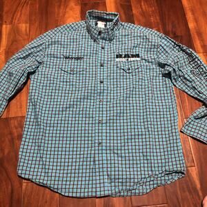 Wrangler Ram Rodeo Series Shirt Mens Size Medium Button Down Long Sleeve Cowboy